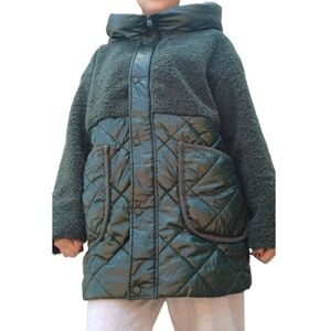 Marc New York Green Sherpa Fleece Puffer Jacket Medium
